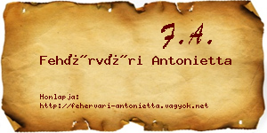 Fehérvári Antonietta névjegykártya